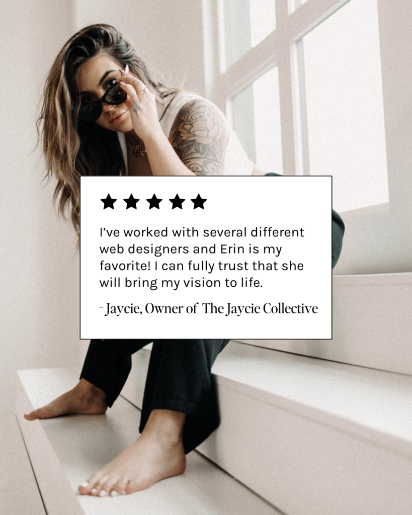 Testimonial from Jaycie for her work with Ruby Work Co Web + Brand Designer